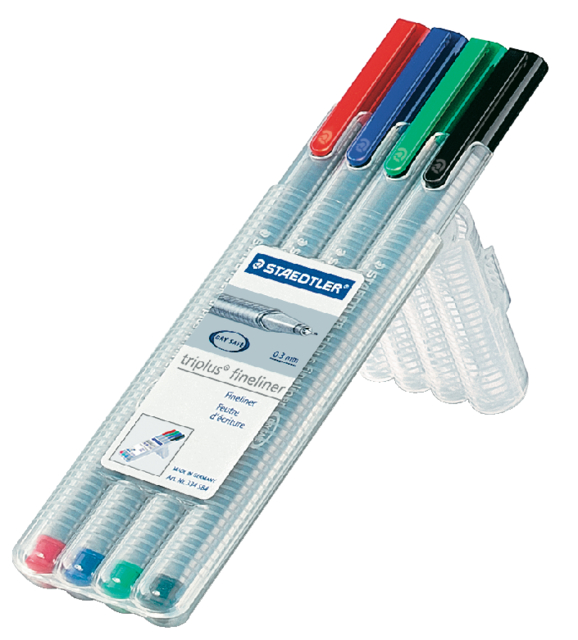 Fineliner Staedtler Triplus 334 assorti 0.3mm 4 stuks