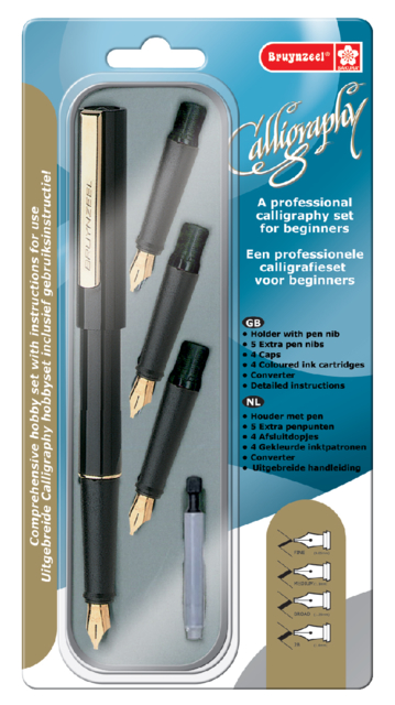 Stylo-Calligraphe Bruynzeel Basic Set 8 pièces noir