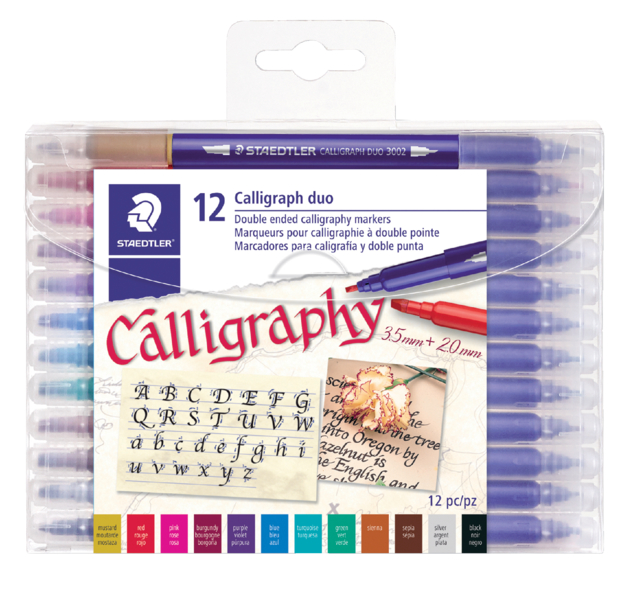 Feutre calligraphe Staedtler pointe duo 2.0 et 3.5mm assorti