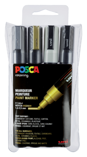 Verfstift Posca PC5M medium assorti set à 4 stuks