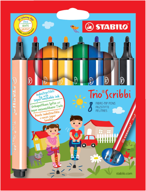 Feutre STABILO Trio Scribbi 368/8 assorti étui 8 pièces