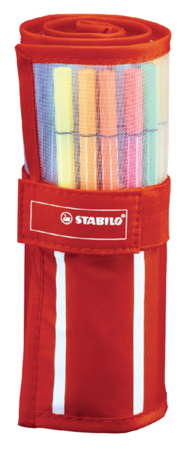 Fineliner STABILO pen 68/30 rollerset rood assorti set à 30 stuks