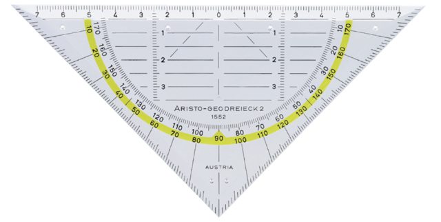 Equerre  géométrique 1552 160mm tranparent avec bande jaune