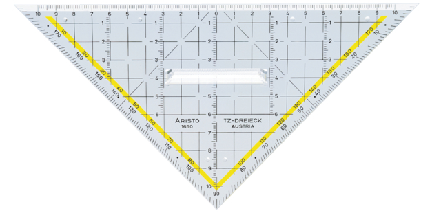 Geodriehoek Aristo 1650/2 225mm met greep transparant