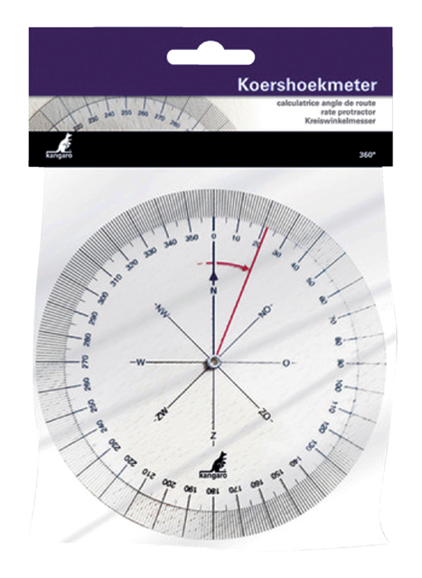 Instrument calcul angle de route Kangaro plastique 126mm transparent