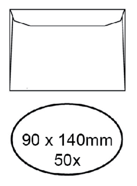 Envelop Quantore voor visitekaartjes 90x140mm 95gr wit 50 stuks