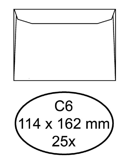 Enveloppe Quantore C6 114x162mm gommée blanc 25 pièces