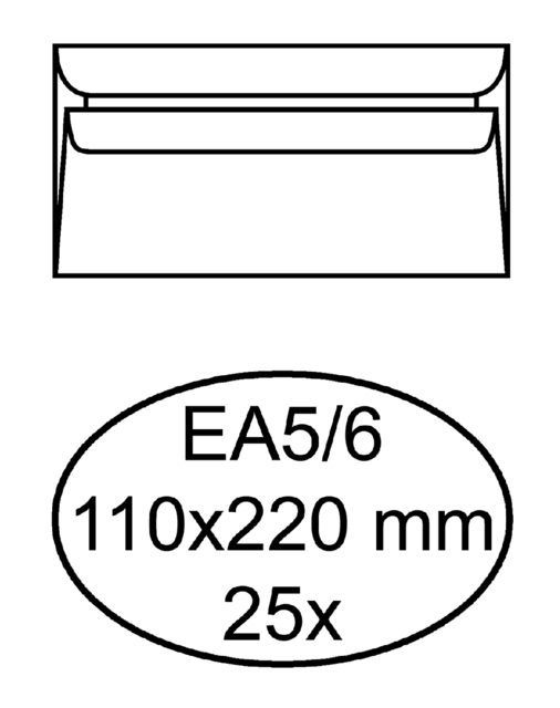 Enveloppe Quantore EA5/6 110x220mm autocollante blanc 25 pièces