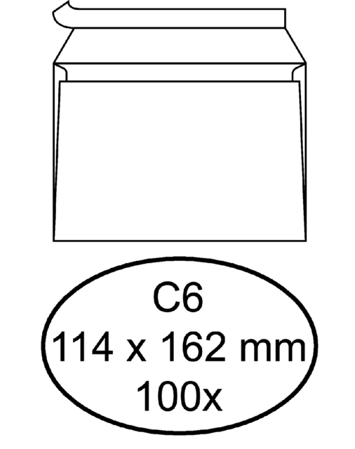 Enveloppe Quantore C6 114x162mm autocollante blanc 100 pièces