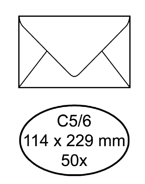 Enveloppe Quantore C5/6 114x229mm autocollante blanc 50 pièces