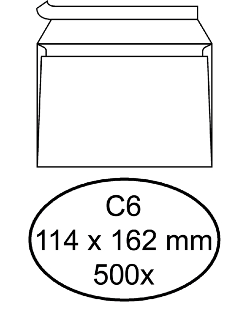 Enveloppe Quantore C6 114x162mm autocollant blanc 500 pièces