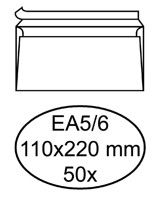 Enveloppe Hermes EA5/6 110x220mm autocollante blanc 50 pièces