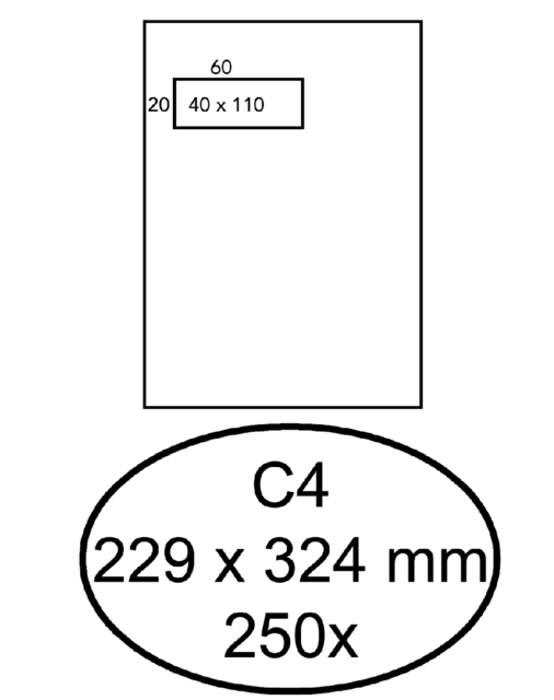 Envelop Quantore 229x324mm venster 4x11cm links zelfklevend 250 stuks