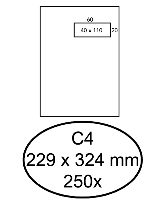 Envelop Quantore C4 229x324mm venster 4x11cm rechts zelfklevend 250 stuks