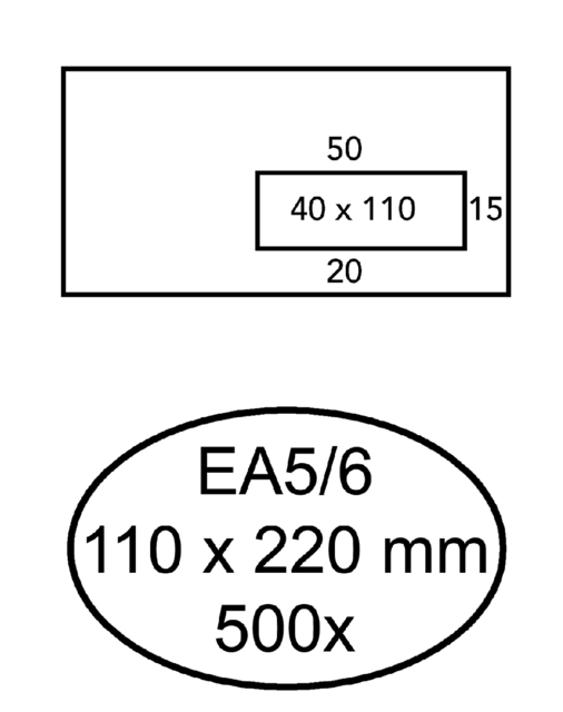 Envelop Hermes EA5/6 110x220mm venster 4x11rechts zelfklevend 500 stuks