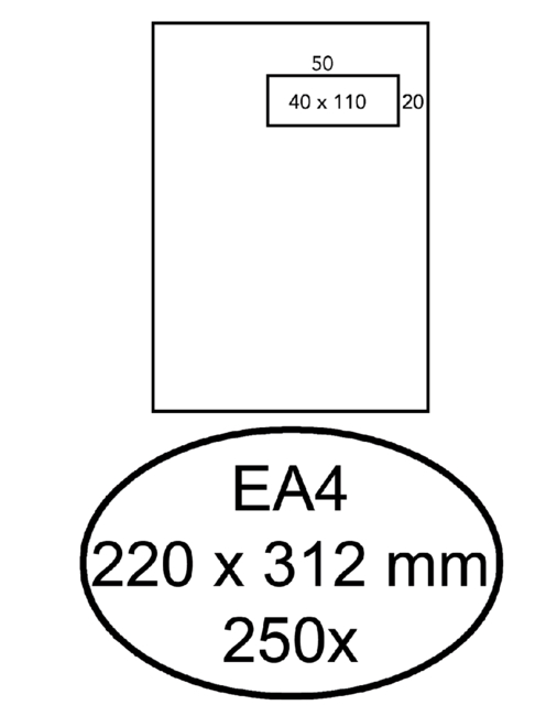 Enveloppe Hermes EA4 220x312mm fenêtre droite 4x11 AC blanc 250 pièces