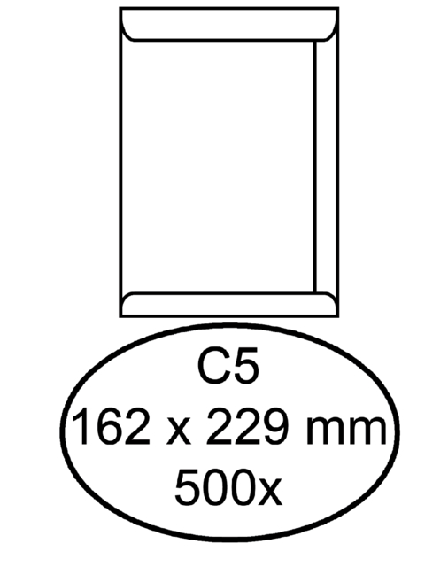 Enveloppes Quantore C5 162x229mm gommée blanc 500 pièces