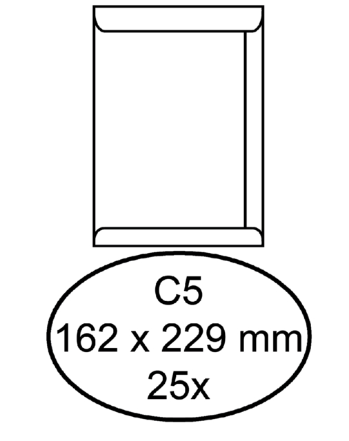 Envelop Hermes akte C5 162x229mm zelfklevend wit pak à 25 stuks