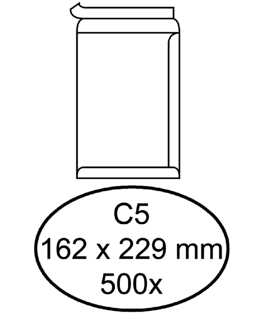 Envelop Hermes akte C5 162x229mm zelfklevend wit doos à 500 stuks