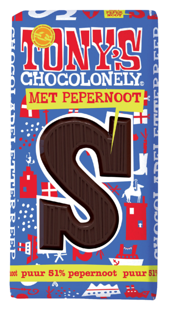 Chocolat Tony's Chocolonely noir - perpernoot Lettre S 180g