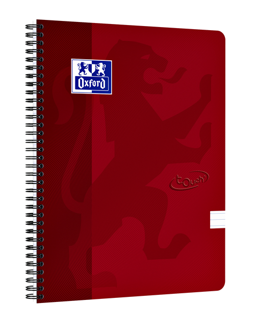 Cahier à spirale Oxford Touch A4 ligné 140 pages 80g rouge