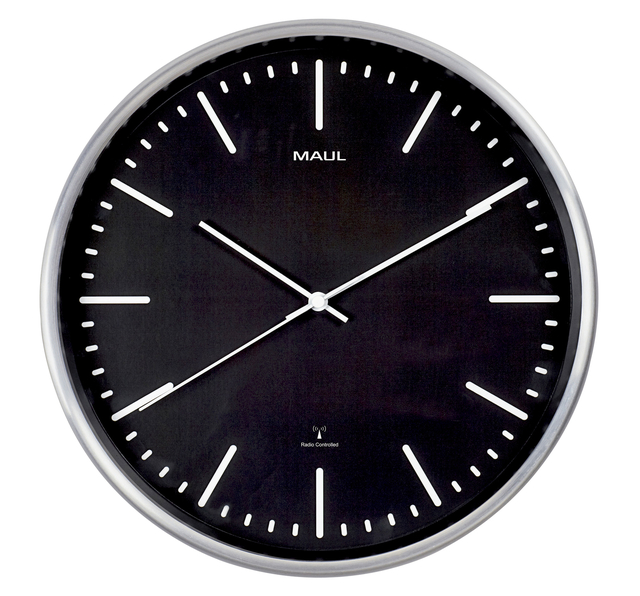 Horloge murale MAULfly Ø30,5x4,5cm aluminium/noir avec pile