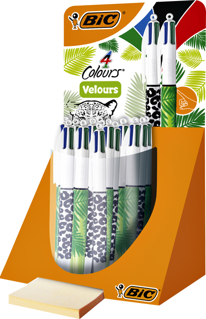 Balpen Bic 4kleuren velours medium assorti