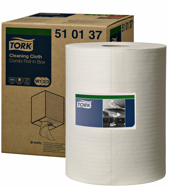 Reinigingsdoek Tork W2 Premium 1-laags 152m wit 510137