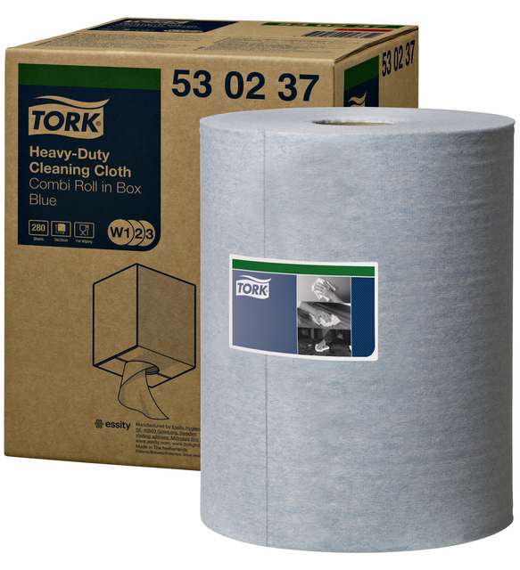 Chiffon de nettoyage Tork Heavy-duty W1/2/3 530237 multifonction 280 fls bleu