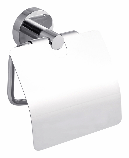 Dérouleur papier toilette tesa® Smooz métal chromé brillant avec couvercle