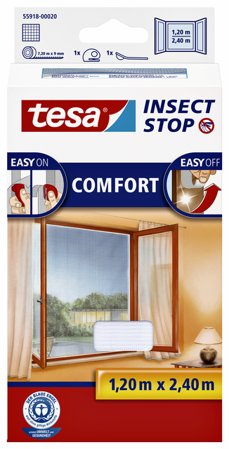 Insectenhor tesa® Insect Stop COMFORT buitendraaiende ramen 1,2x2,4m wit