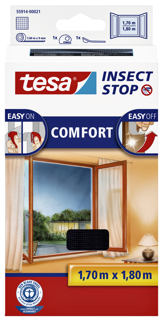 Insectenhor tesa® Insect Stop COMFORT raam 1,7x1,8m zwart