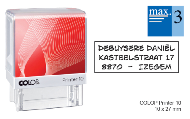 Tekststempel Colop Printer 10 personaliseerbaar 3regels 27x10mm