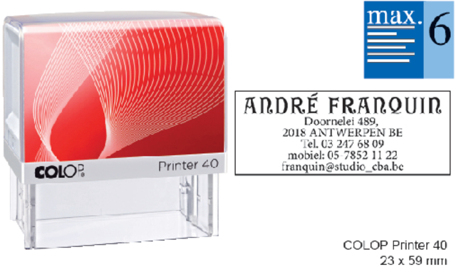 Cachet à Formules Colop Printer 40 personnalisable 6 lignes 59x23mm