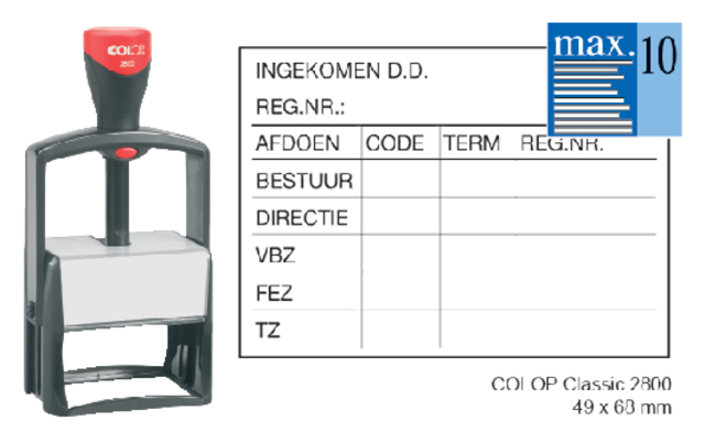 Tekststempel Colop 2800 personaliseerbaar 10regels 68x49mm