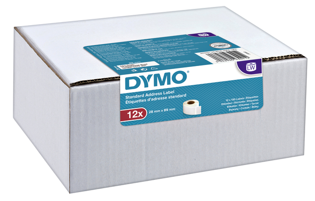 Etiket Dymo LabelWriter adressering 28x89mm 12 rollen á 130 stuks wit