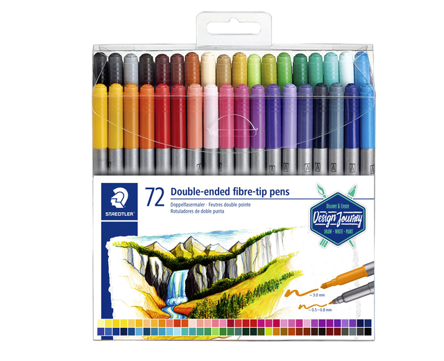 Feutre couleur Staedtler 3200 double pointe Fin et Ultra Fin étui 72 pièces