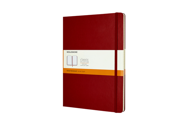 Notitieboek Moleskine XL 190x250mm lijn hard cover scarlet red