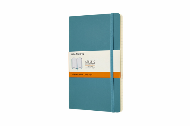 Notitieboek Moleskine large 130x210mm lijn soft cover reef blue