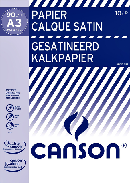 Papier calque Canson A3 90g 10 feuilles