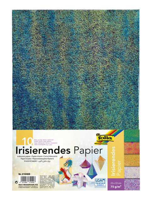 Papier irisé Folia 23x33cm 75g 10 feuilles assorti