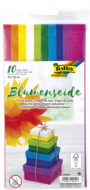 Zijdevloeipapier Folia 50x70cm 20gr assorti 10 vel