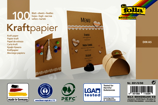 Kraftpapier Folia A5 120gr 100 vel