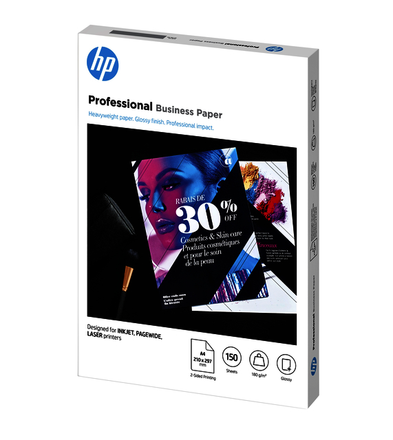 Papier photo laser HP 3VK91A 180g brillant blanc 150 feuilles