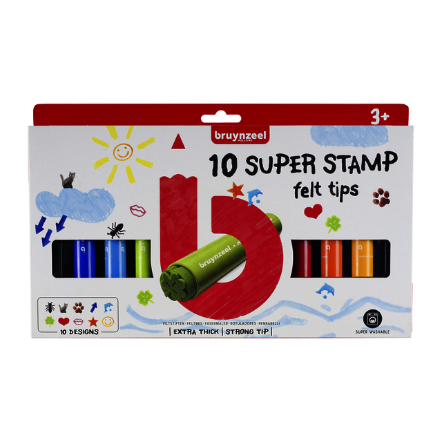 Feutre tampon Bruynzeel Kids Super set 10 pièces assorti