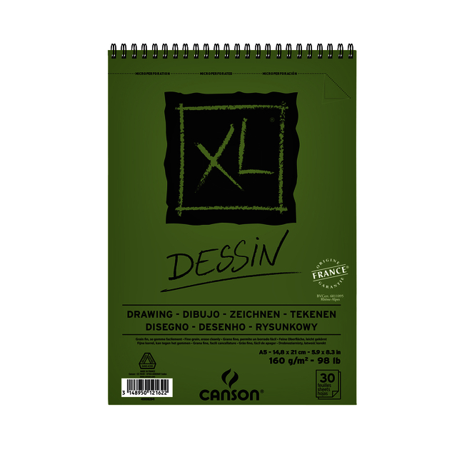 Tekenblok Canson XL dessin A5 30v 160gr spiraal