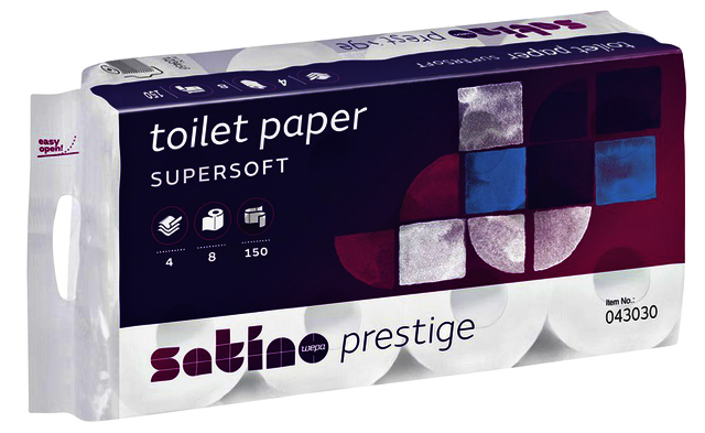 Papier toilette Satino Prestige MT1 043030 4 épaisseurs 150 feuilles blanc