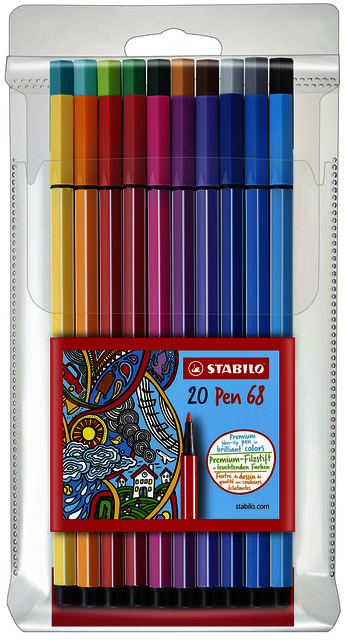 Feutre STABILO Pen 68/20 Medium étui 20 couleurs