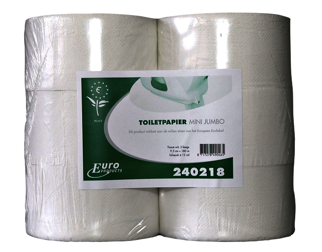 Papier toilette Euro Products 240218 Q5 Mini Jumbo Recyclé 2 ép 180m blanc