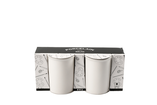 Mug Creotime porcelaine blanc set 2 pièces